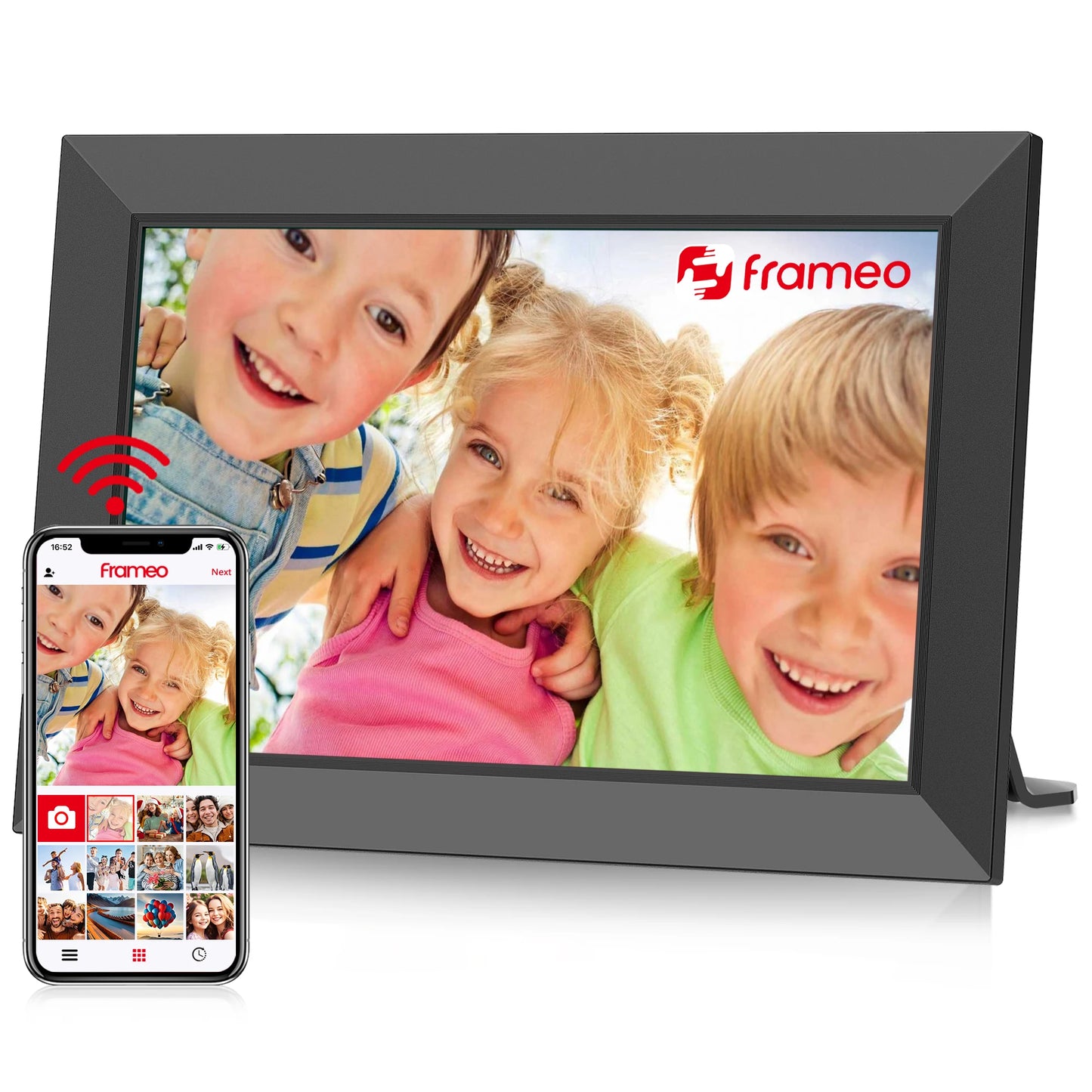 Cadre Photo Numérique Wi-Fi 10,1″ – Écran IPS | Partage à Distance via App, 16–32 Go, Portrait/Paysage