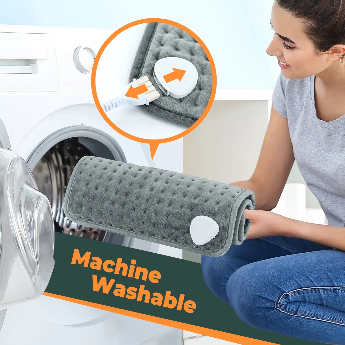 Coussin Chauffant Électrique 60×30 cm – Lit, Bureau & Pieds/Mains | 110/220V, Chauffage Rapide, Housse Lavable