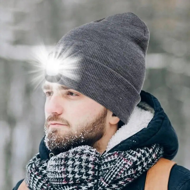 🧢 Bonnet LED Rechargeable – Lampe Frontale Intégrée | USB, 3 Niveaux de Luminosité