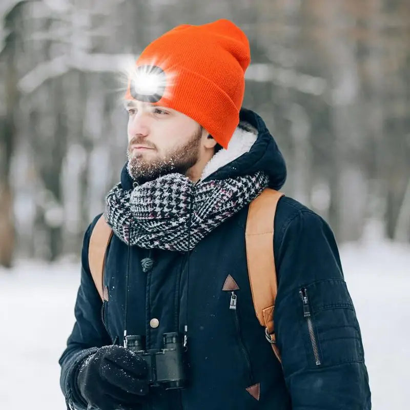 🧢 Bonnet LED Rechargeable – Lampe Frontale Intégrée | USB, 3 Niveaux de Luminosité