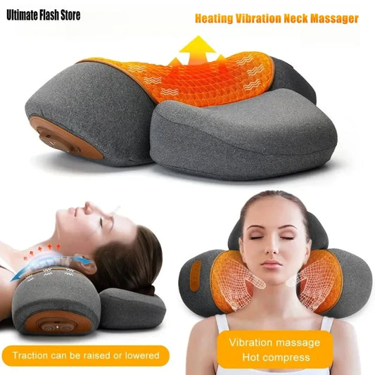 Oreiller de Massage Cervical Électrique – Chauffant & Vibrant | Relaxation Nuque, Épaules & Dos